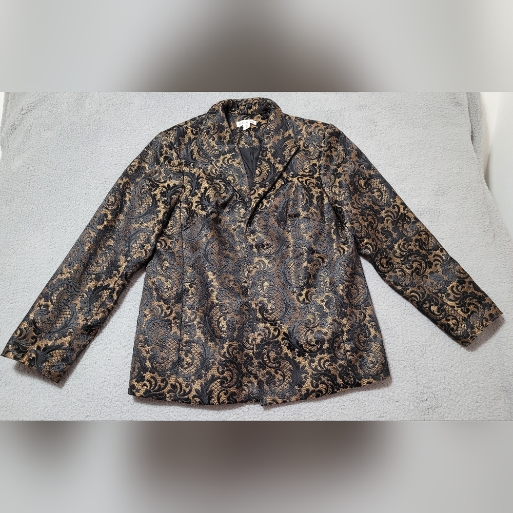 Coldwater Creek Black Gold Open Blazer Jacket Women's Size 16